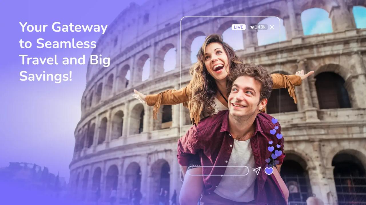 Couple traveling using mobile internet