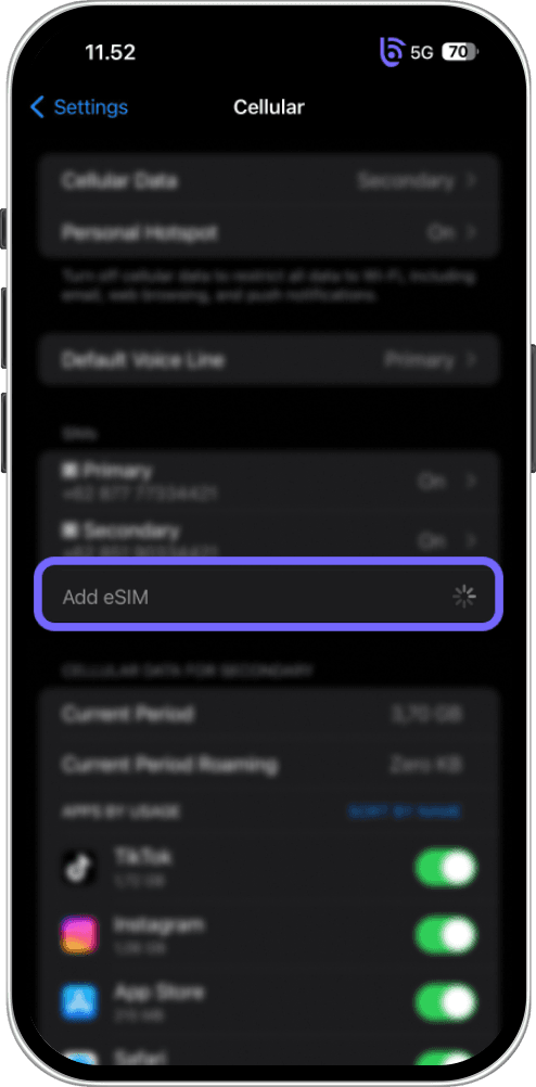 Activate esim in iPhone
