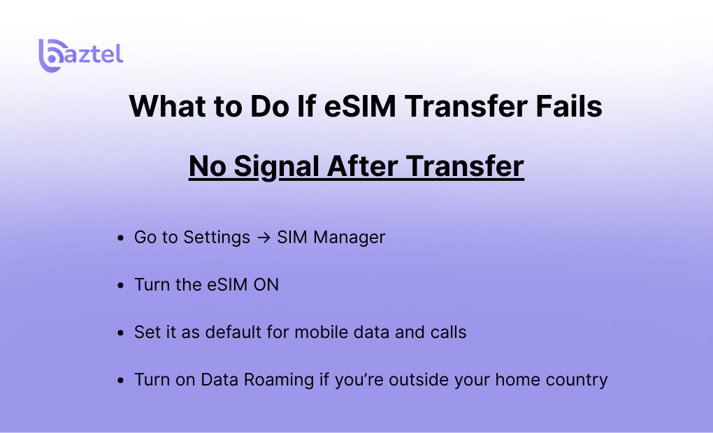 No Signal After Transfer