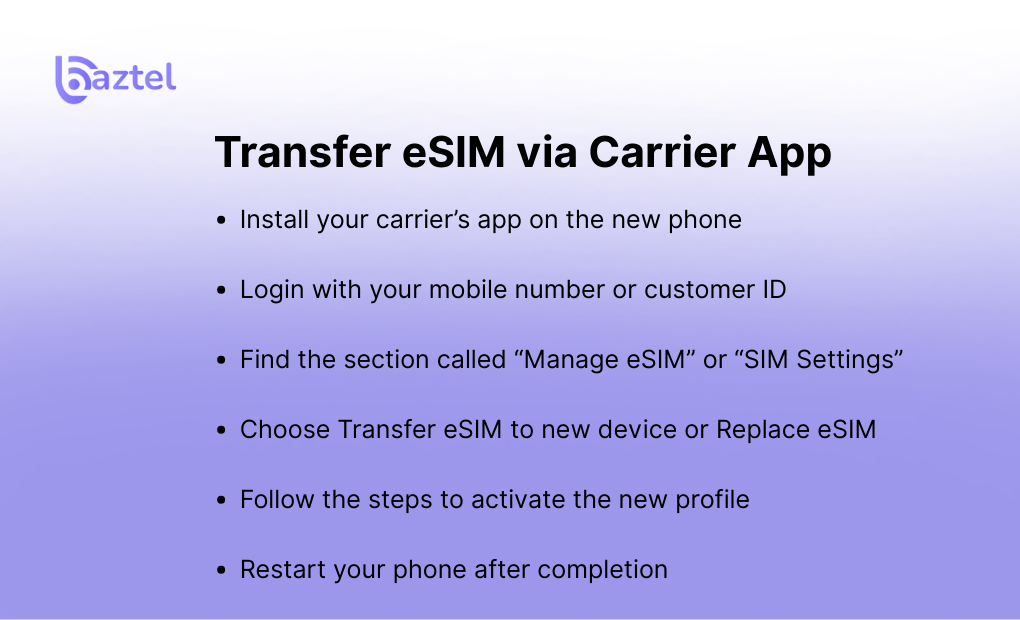 Transfer eSIM via Carrier App