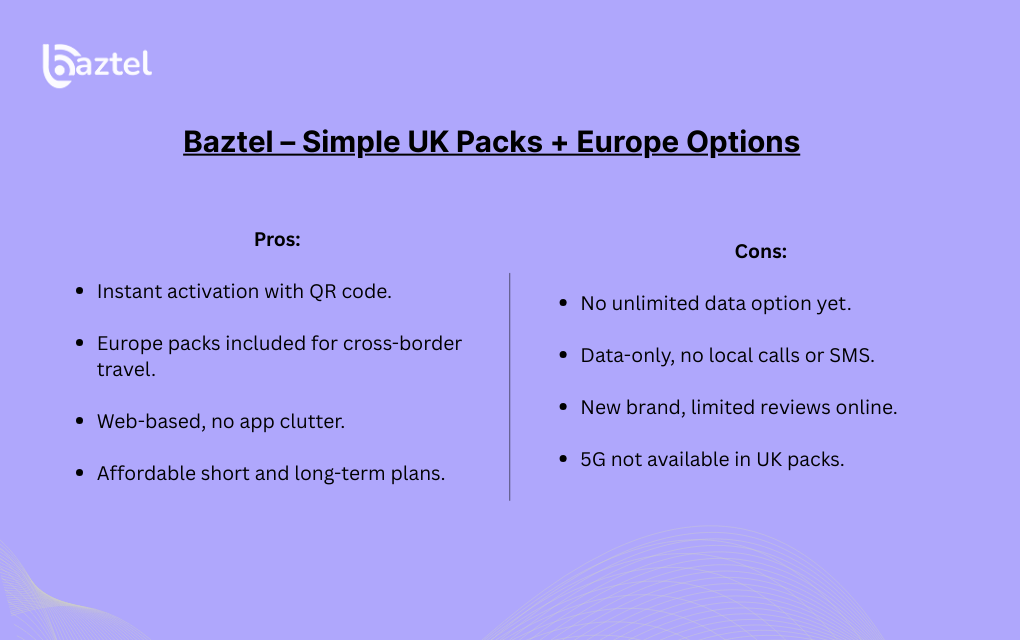 Baztel – Simple UK Packs + Europe Options