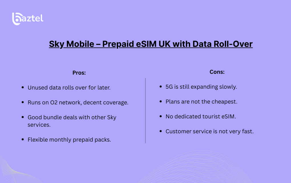 Sky Mobile – Prepaid eSIM UK with Data Roll-Over