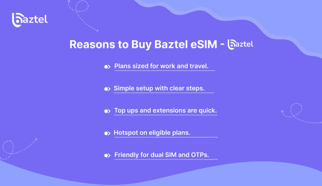 Reasons to Buy Baztel eSIM